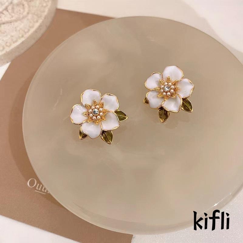 [KD] Perak Jarum Mutiara Bunga Anting Temperamen All-match Wanita Earring