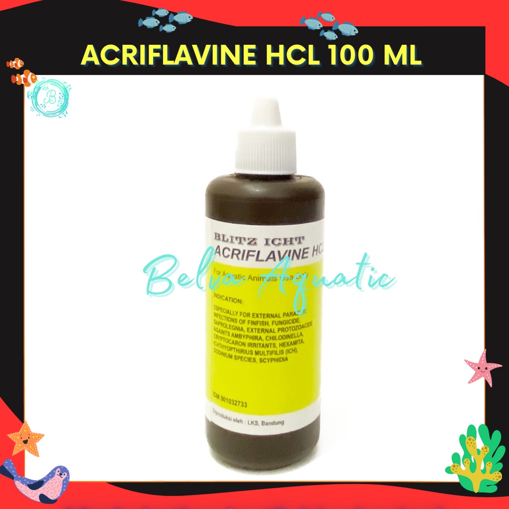 Acriflavine HCL BPC CAIR 100ml Obat Ikan Pembusukan Insang Jamur Infeksi Kulit Velvet HCL BPC 100cc Obat Cair Ikan Hias Cupang Guppy