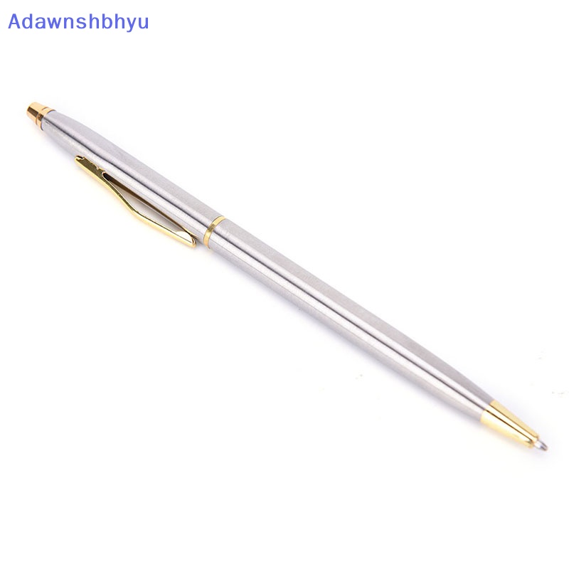 Adhyu 1pc Bolpoin Metal Alat Tulis Stainless Steel Rod Rotag Pen Ballpen ID