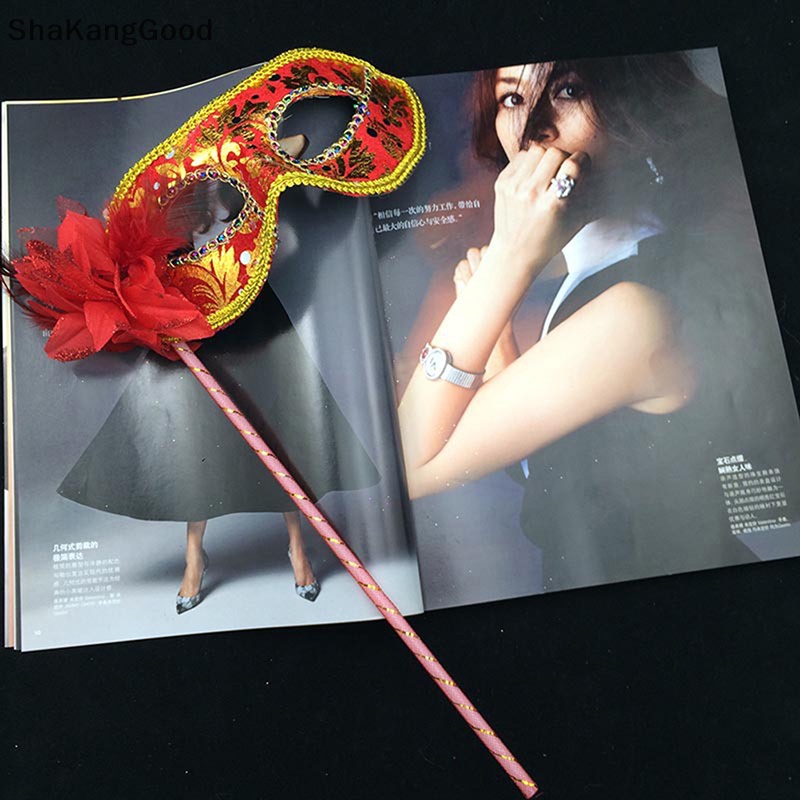 Masker Selip Venetian Masquerade Eye Mask On Stick Mardi Halloween Untuk Pesta SKK