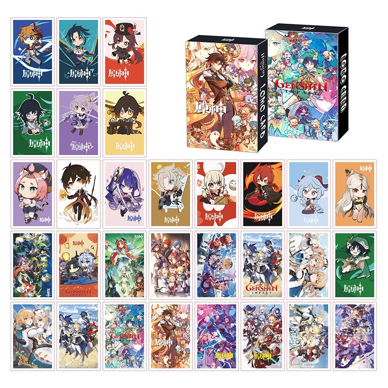 30pcs /box Game GenShin LOMO Card Aether Lumine Traveller Karakter Papan Pola Foto Main Game Card Mainan Collections