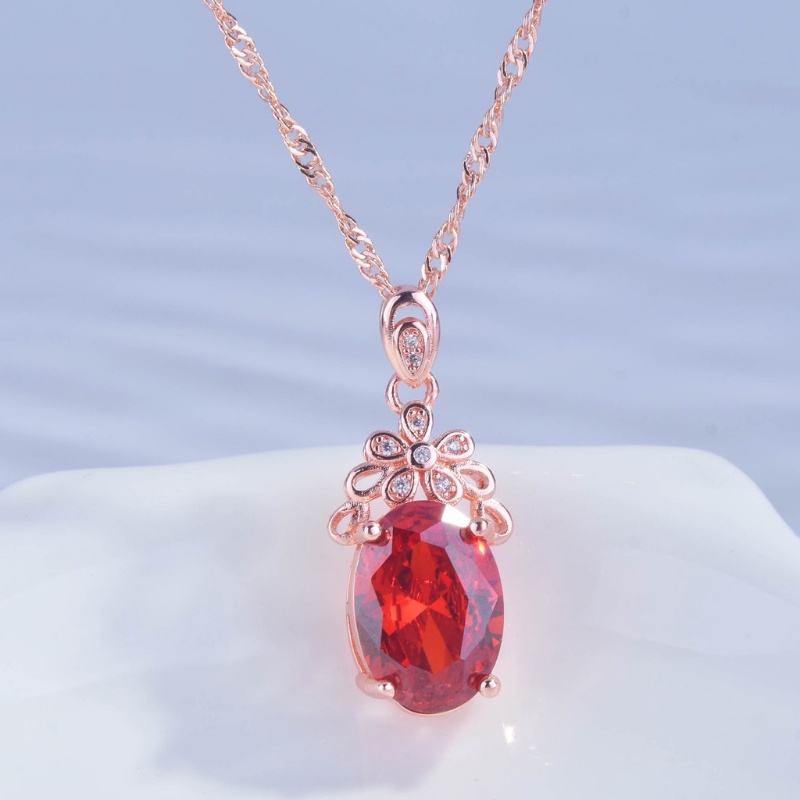 Goldkingdom Fashion Perhiasan Aksesoris Ready Stock Morganite Kalung Wanita Briliant Mewah Berbentuk Telur Merpati Darah Ruby Liontin