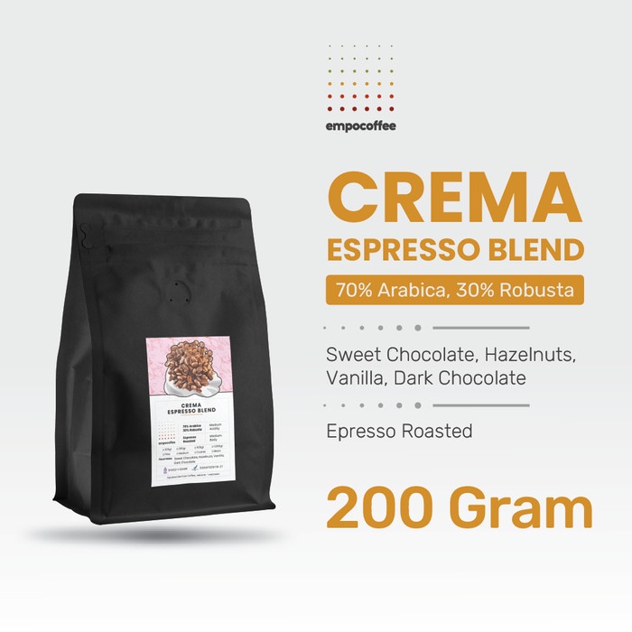 

Kopi Crema Espresso Blend Coffee Bean Coffe Minuman Kekinian 200 Gram - Bubuk Sedang