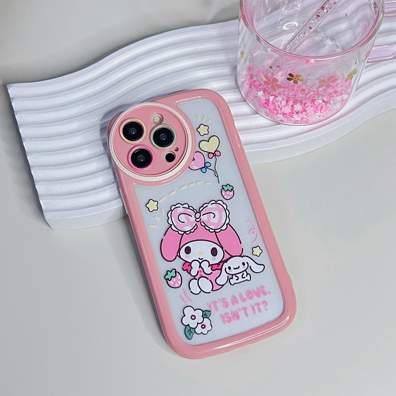 Circular Camera Protect Cream Soft Case IPhone 11 13 12 14 PRO Max Phone Case for Women Girl Cute melody sanrio