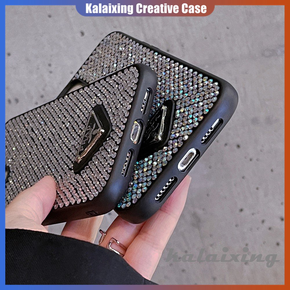 Casing Berlian Logo Prada Elegan Untuk iPhone 14 Pro14 Plus 14 Pro Max11 12-12 Pro-13 Pro Max Hard Casing