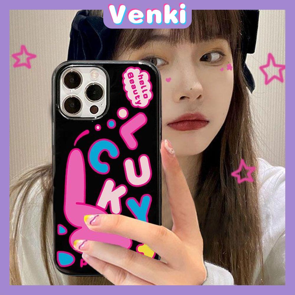 VENKI - For iPhone 11 iPhone Case Black Glossy TPU Soft Case Shockproof Protection Camera Fun Pink English Compatible with iPhone 14 13 Pro max 12 Pro Max xr xs max 7Plus 8Plus