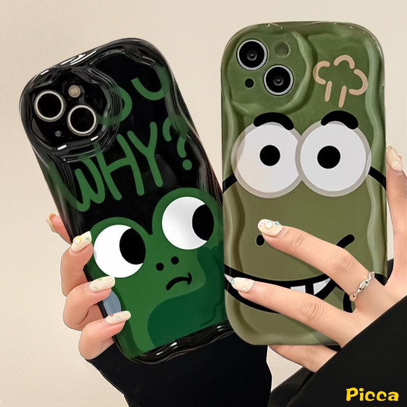 Casing Tepi Melengkung Bergelombang 3D Untuk Realme C53 C55 C21Y C12 5 9i 5i 7i 6i 5s C35 C31 C11 C25Y C20 C33 C25s C25 C20A C30 C15 C3 C17 C21 Kartun Lucu Kodok Monster Kecil Pasangan Soft Cover