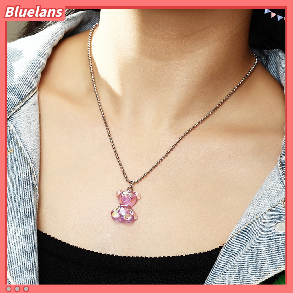 [BLS] Kalung Bentuk Hewan Anak Perempuan Liontin Resin Gummy Bear Rantai Trendy Untuk Kehidupan Sehari-Hari