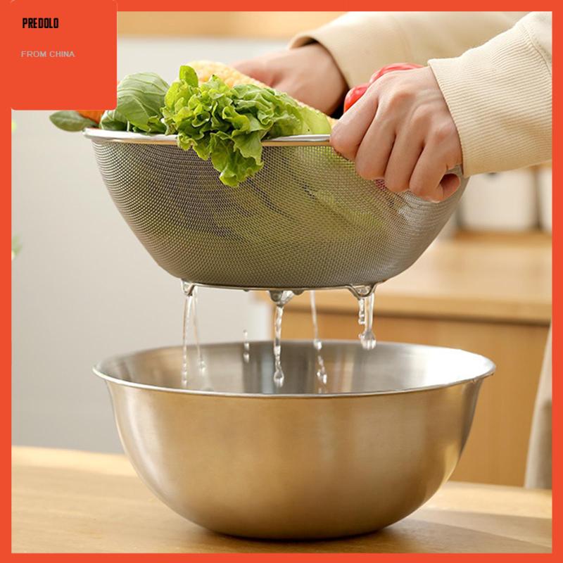 [Predolo] 2buah Colander Bahan Stainless Steel 304buah Dengan Mixing Bowl Untuk Buah