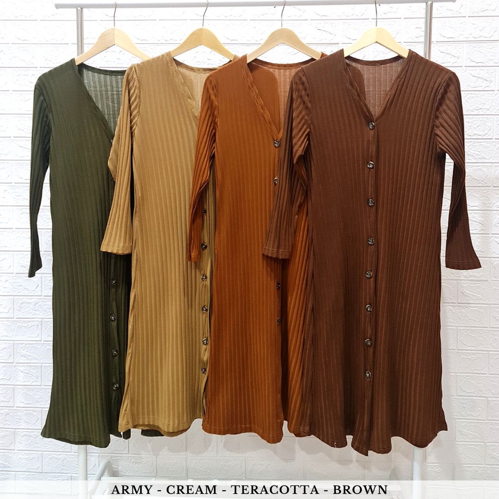 4341 vanity button knit dress long slevees dress