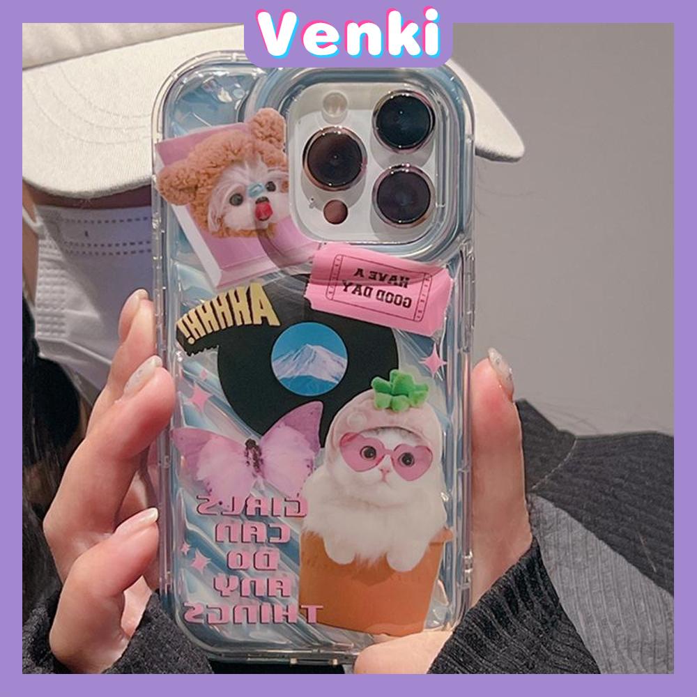 VENKI - For iPhone 11 iPhone Case Laser Reflective Transparent Phone Case TPU Soft Shockproof Airbag Case Protective Camera Butterfly Cat Compatible with iPhone 14 13 Pro max 12