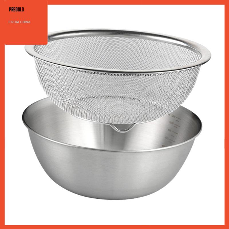 [Predolo] 2buah Colander Bahan Stainless Steel 304buah Dengan Mixing Bowl Untuk Buah