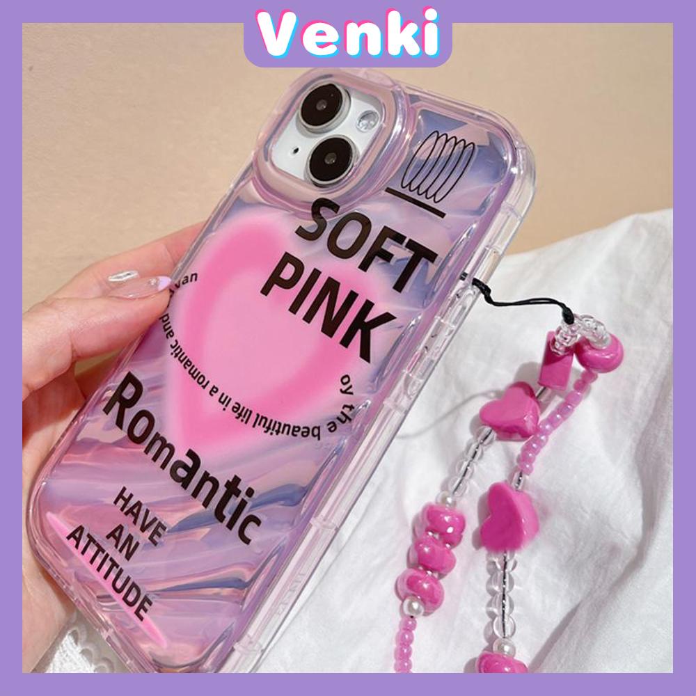 VENKI - For iPhone 11 iPhone Case Laser Reflective Transparent Phone Case TPU Soft Shockproof Airbag Case Protective Pink Heart Compatible with iPhone 14 13 Pro max 12 Pro Max xr