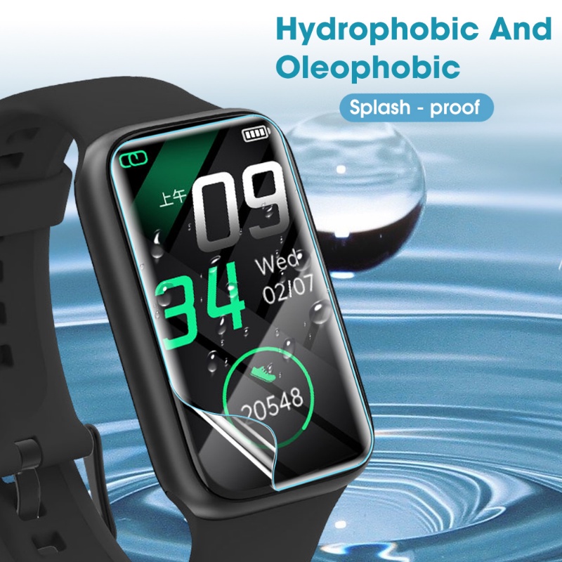 Hd Transparan Lembut Tipis All-inclusive TPU Hydrogel Film Bening Anti Gores Hidrophobic Oleofobic Diperbaiki Pelindung Layar Jam Tangan Pintar Untuk Huawei Band8