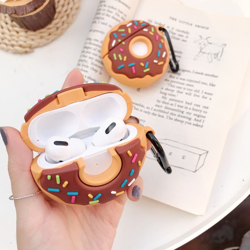 3d Imitasi Dessert Coklat Donat Earphone Bluetooth Anti-Jatuh Pink Case Pelindung Cover Untuk Airpods1 2 3 Pro i12 i10 i11 i9s inpods 12 13 Pro i13 Airpods3 TWS Shell