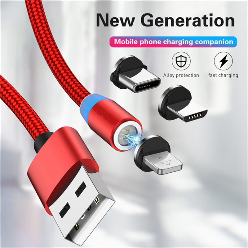 Kabel Data Charger Magnet 3 in 1 Kabel Cas HP Android Iphone IOS  Micro Type C Lightning Fast Charging Cablee Magnet PW17