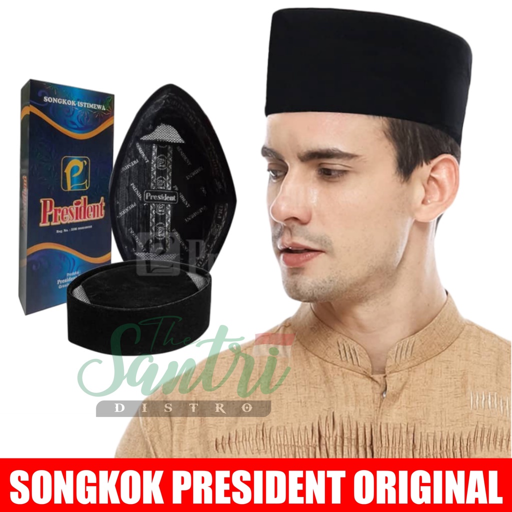 Songkok President / Songkok Hitam / Songkok Hitam Polos / Songkok Dewasa / Peci Hitam Premium / Kopy