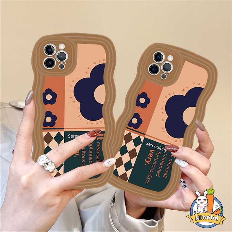 IPHONE Casing Kompatibel Untuk Iphone14 13 12 11 Pro Max X Xr Xs Max8 7 6 6s Plus SE 2020 Kualitas Tinggi Vintage Bunga Gelombang Tepi Casing Ponsel Cakupan Penuh Perlindungan Lensa Shockproof Case