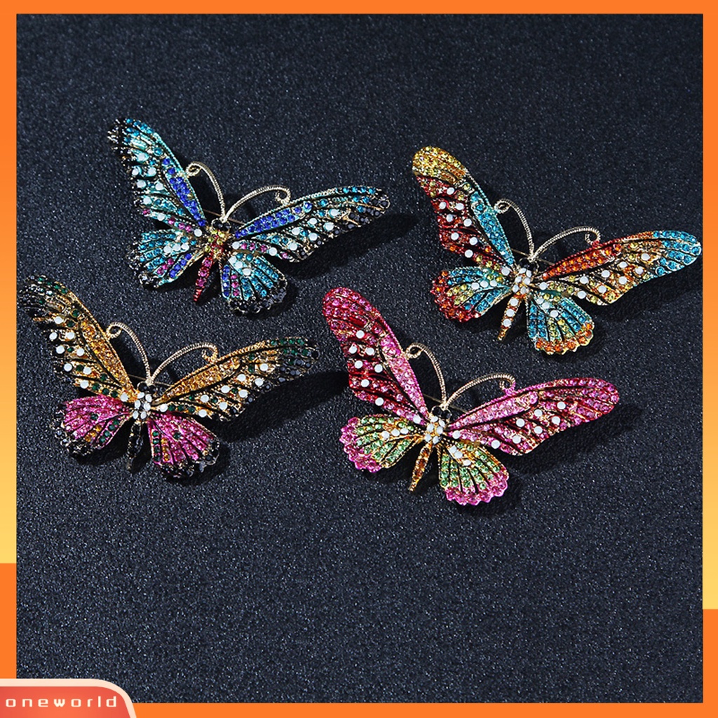 [ONE] Bros Pin Bentuk Geometris Berlian Imitasi Bertatahkan Enamel Kilau Cerah Temperamen Pakaian Yang Serasi Vintage Lady Butterfly Brooch Pin Aksesoris Pakaian