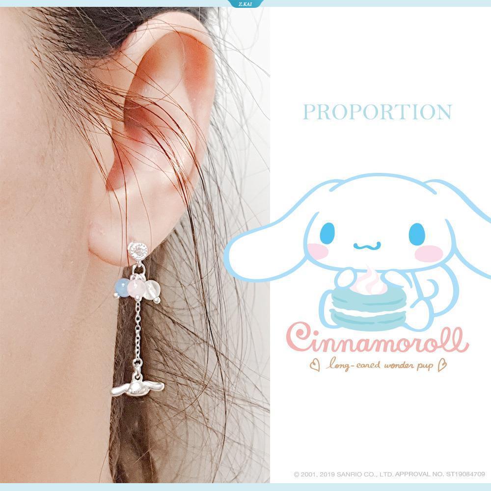 Sanrio Cinnamoroll Dessert Series-Macaron Sterling Silver Earrings Kwaii Perhiasan Gadis Fashion Mewah Pesta Hadiah Ulang Tahun [ZK]