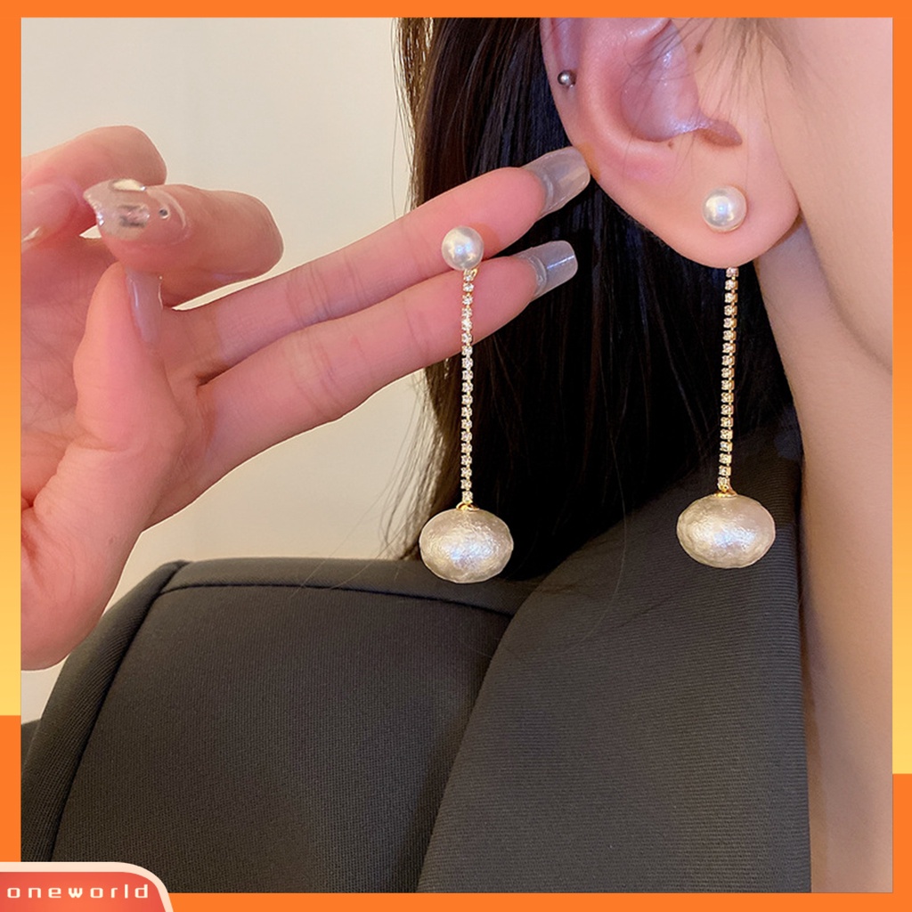 [ONE] 1pasang Anting Pejantan Mutiara Imitasi Antik Elegan Panjang Berlian Imitasi Rumbai Wanita Menjuntai Drop Earrings Fashion Perhiasan Aksesori Hadiah Yang Sempurna