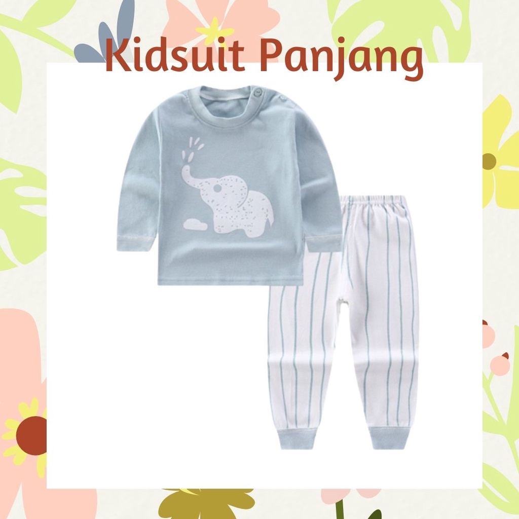 Plazababyku KIDS SUIT PIYAMA PANJANG Setelan Anak Bahan Kaos Celana Berkualitas Import H1-1