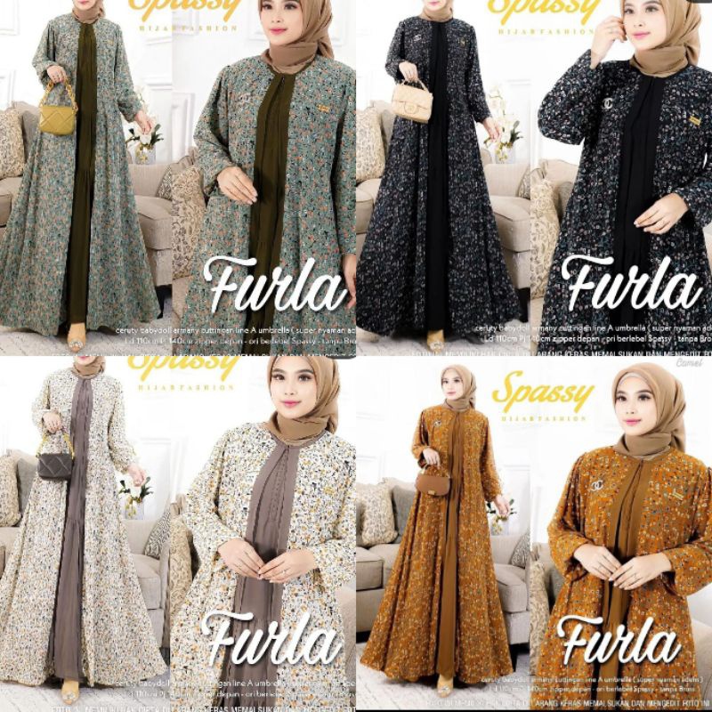 Cod Furla maxy/gamis lebaran/gamis ceruty/gamis murah/gamis premium/gamis motif bunga/gamis busui/bu
