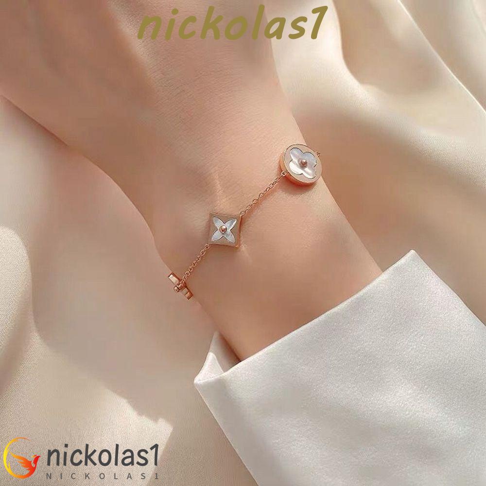 Nickolas1 Empat Daun Semanggi Gelang Retro Adjustable Bunga Logam Tangan Rantai Manis Perhiasan Hadiah Gaya Korea Bracelets