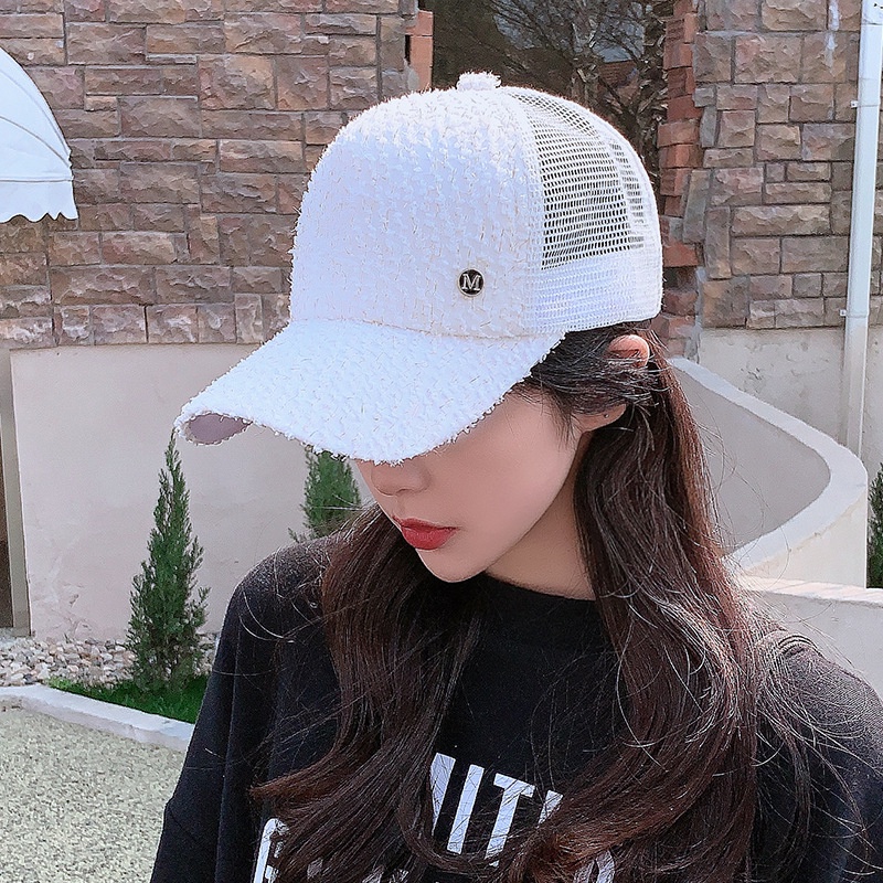 Topi Baseball Pria Wanita Fashion Korea Trucker Hat Logo M Motif Bulu Model Jaring Fashion Casual Import BSBL