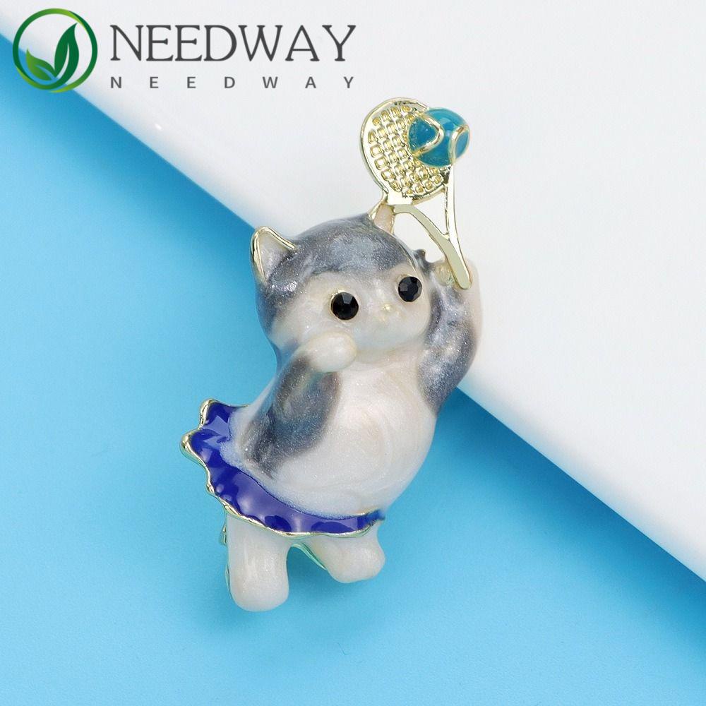 Needway  Enamel Lencana Hadiah Lucu Indah Kepribadian Kartun Paduan Baking Cat Hewan Pin