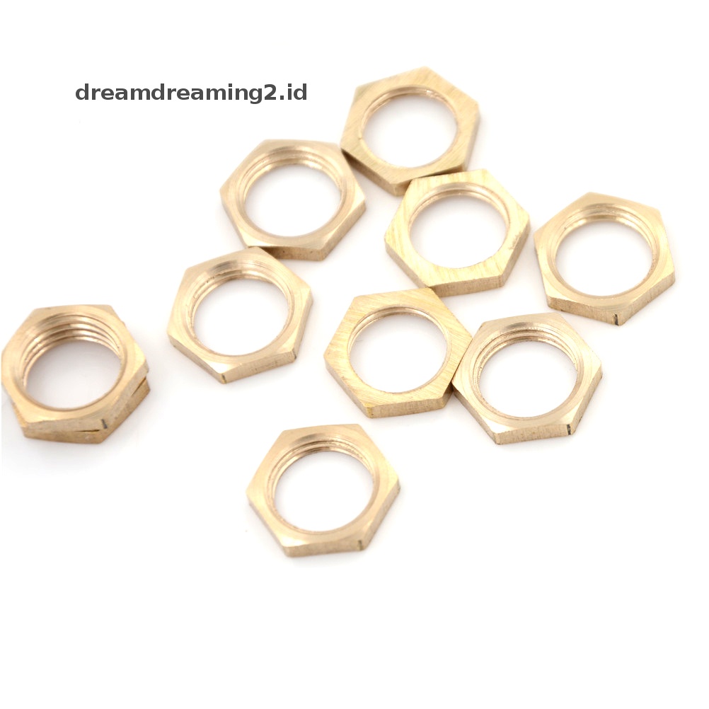 (drea) 10pcs Mur Hex Lock Kuningan Pipa Fitg 1/4&quot; BSP Female Drat/