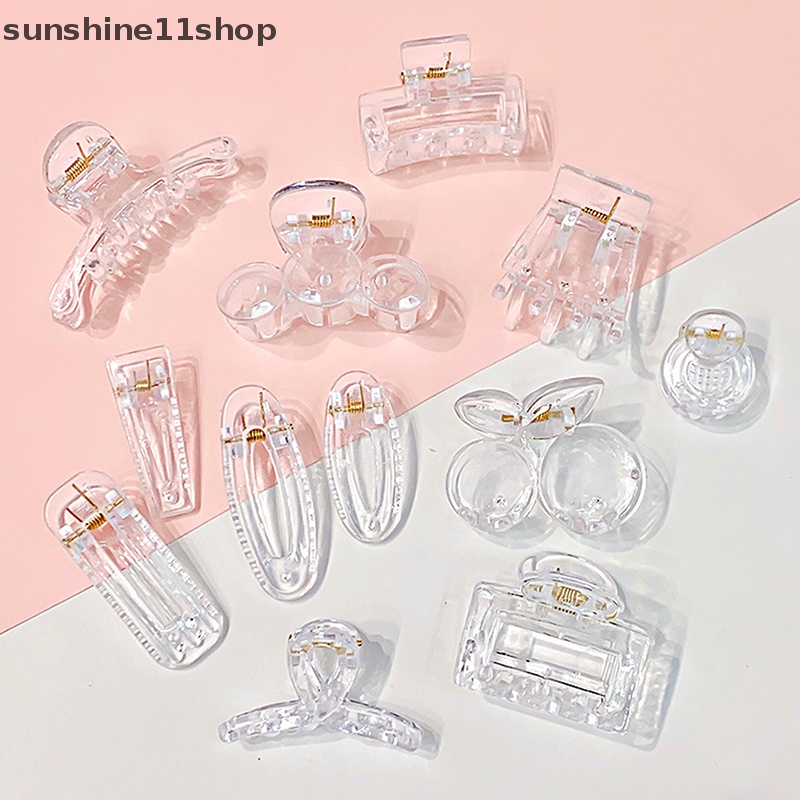 Sho 10pcs Fashion Baru Geometri Aksesoris Rambut Sederhana Transparan Resin Besar Jepit Rambut Untuk Wanita Perempuan Crab Hair Claw Clips N