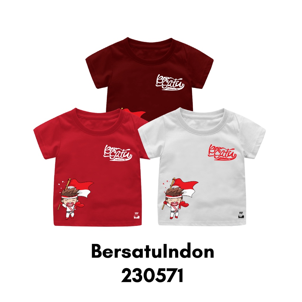 Baju Kaos Kemerdekaan Seri Bersatu Untuk Indonesiaku Size Bayi Anak Remaja Dewasa Bahan Katun Combed 30s