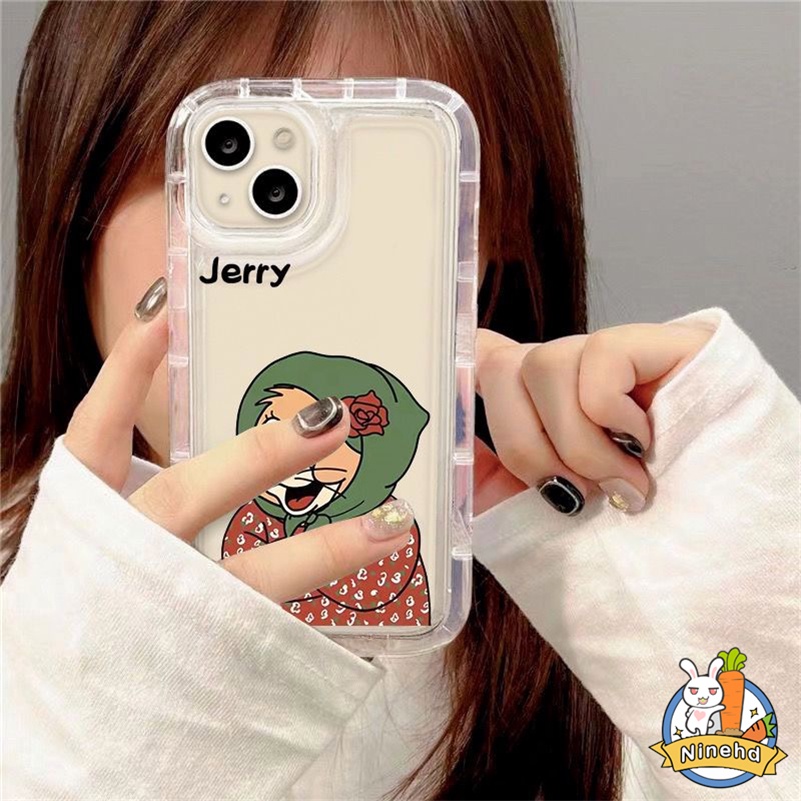 IPHONE Casing Kompatibel Untuk Iphone14 13 12 11 Pro Max X Xr Xs Max8 7 6 6s Plus SE 2020 Tom and Jerry Clear Airbag Phone Case Tahan Debu Shockproof Soft Silicone Cover Pelindung