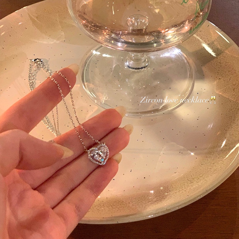 Kalung Hati Bahan Alloy Kristal Fashion Untuk Wanita