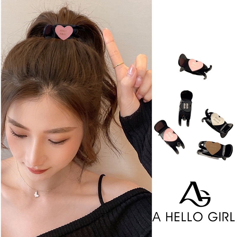 Ahellogirl High Ponytail Clip Letter Love Hair Clip Perempuan 2023terbaru Bakso Rambut Menangkap Jaring Merah Manis Kepala Hiasan Kepala