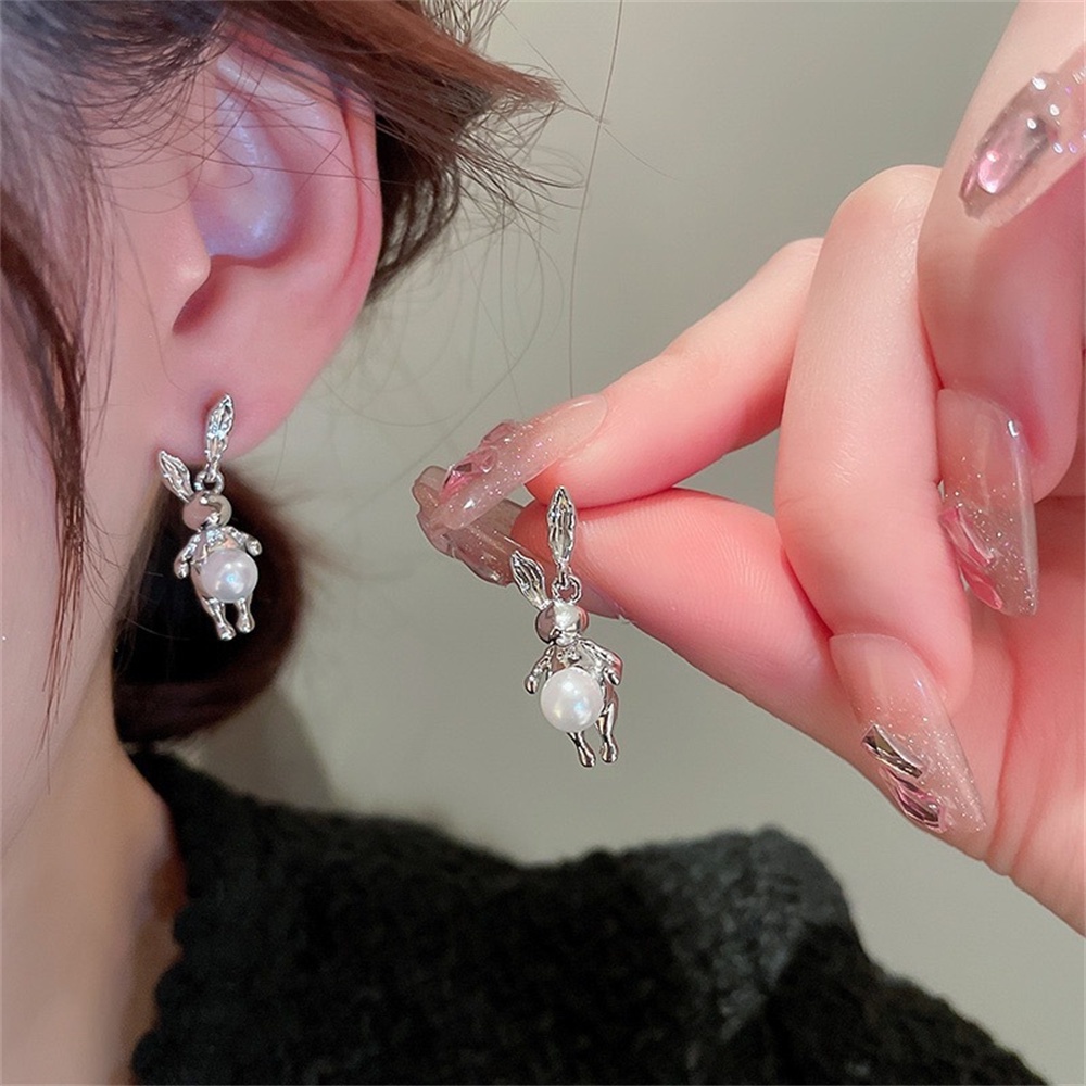 Anting Mutiara Kelinci Unik Temperamen Wanita Gadis Studs Earring Perhiasan Aksesoris