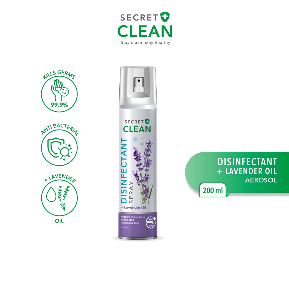 SECRET CLEAN DISINFECCTANT SPRAY LAVENDER 200ML PEMBERSIH DAN PENYEGAR RUANGAN