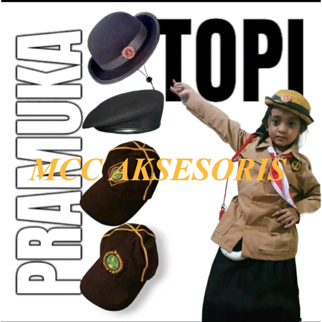 MCC Topi Pramuka Putri dan Putra / Topi Boni / Topi Baret / Topi Pramuka Rotan