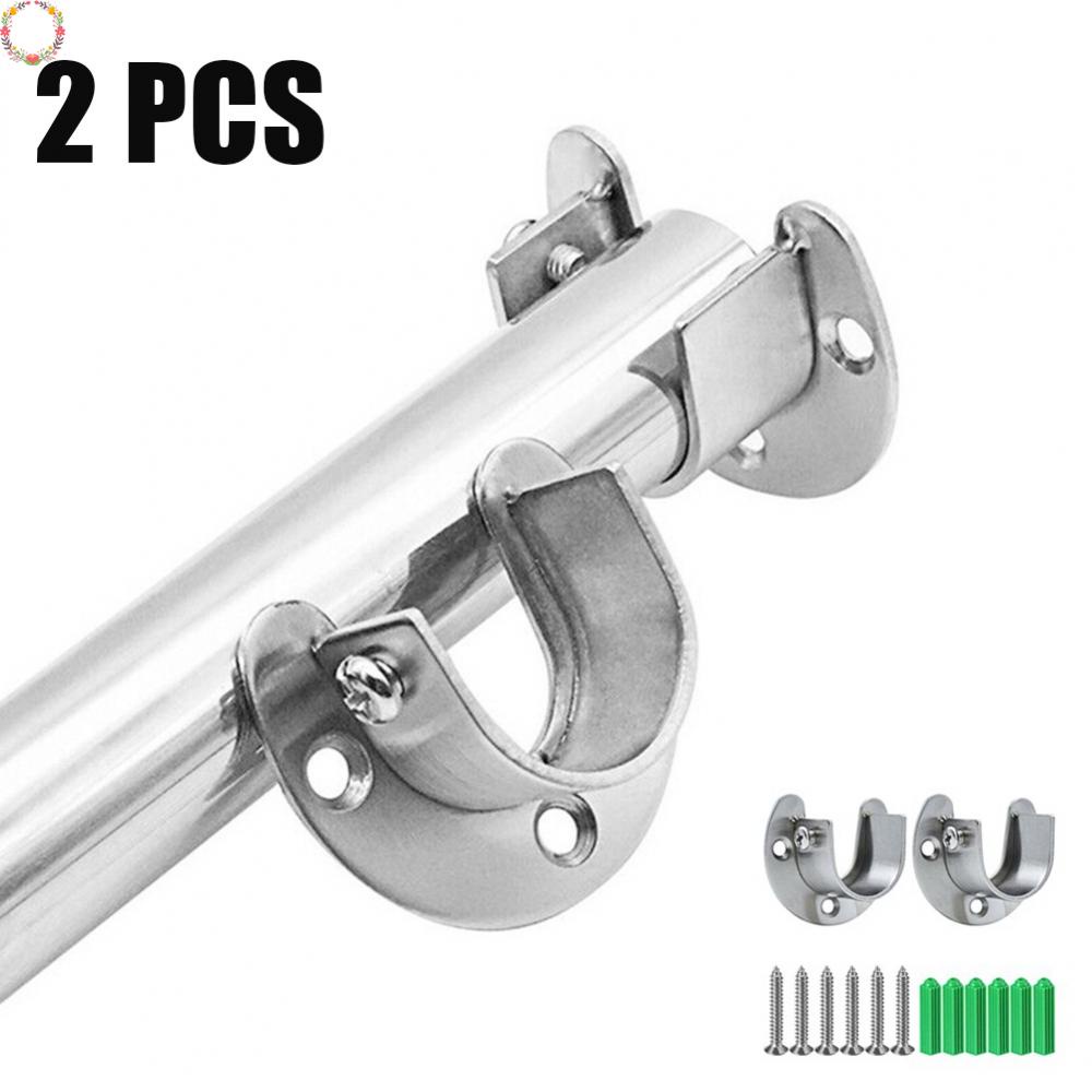 2pcs Braket Batang Tirai Shower Ketegangan Lemari Closet Tiang Zinc Alloy Holder
