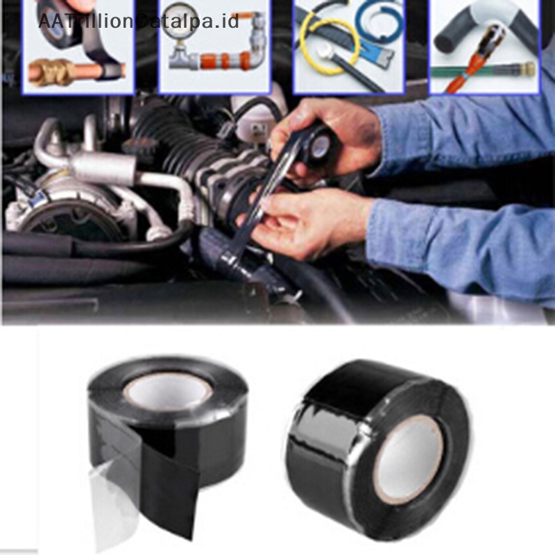 Aatrililioncatalpa 2.5cm*1.5m Lakban Anti Air Hitam Karet Kuat Seal Repair Tape ID
