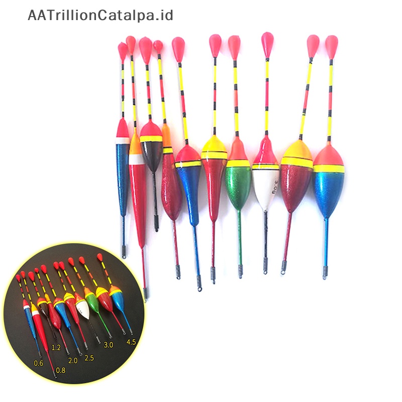 Aatrillioncatalpa 10pcs Pelampung Pancing Set Pelampung Bobber Tongkat Lampu Pancing Mengapung Berfluktuasi Mix Size Color float Pelampung Untuk Memancing Aksesoris ID