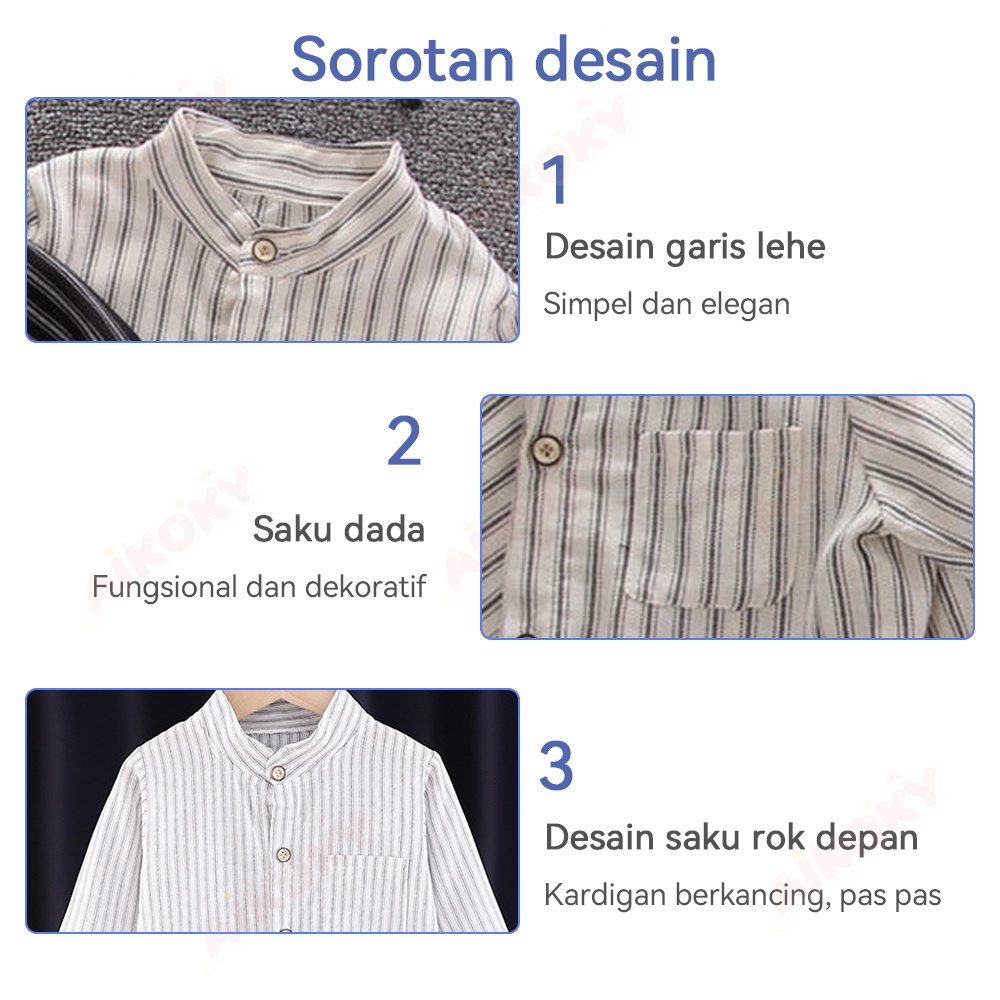 Aikoky 0-4 Tahun Kemeja Anak Laki-laki Lengan Panjang / Baju Anak Laki Laki