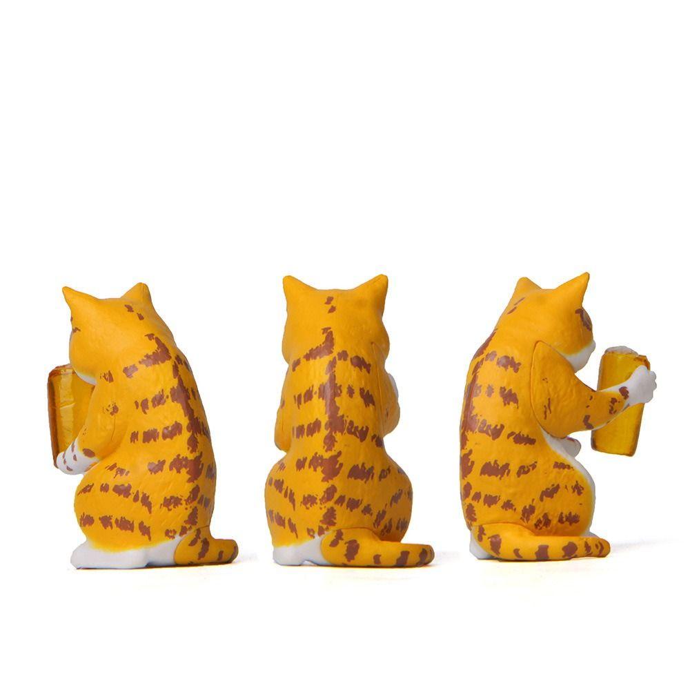 Lanfy Mini Bir Kucing Angka Hadiah Anak Model Hewan Kucing Ornamen Patung Kecil Aksesoris Mobil Desktop Figurine