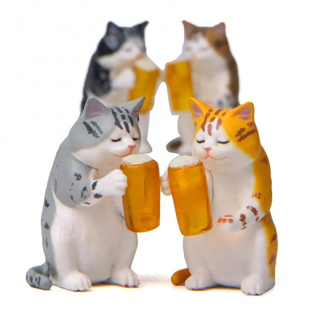 Lanfy Mini Bir Kucing Angka Hadiah Anak Model Hewan Kucing Ornamen Patung Kecil Aksesoris Mobil Desktop Figurine