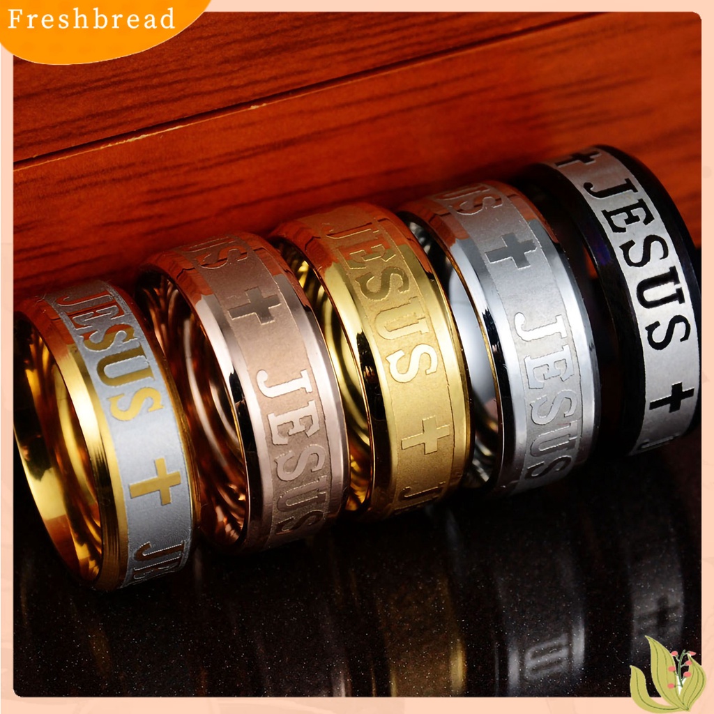[Fresh] Cincin Bahan Stainless Steel Motif Salib Yesus untuk Pria / Wanita