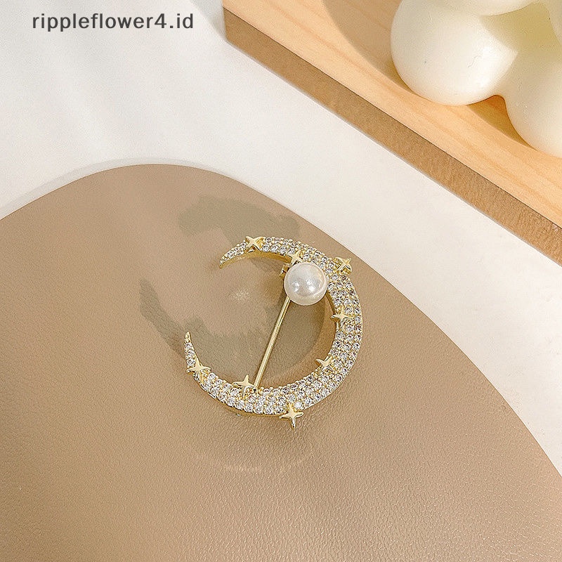 {rippleflower4.id} Bros Bulan Bintang Fashion Perhiasan Setelan Aksesoris Pin Bros Mutiara Untuk Fashion Kantor Pesta Bros Pin Garment Aksesori Pernikahan~