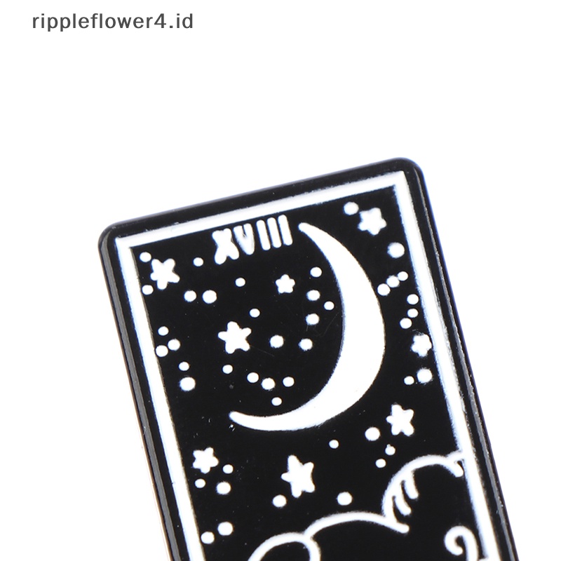 {rippleflower4.id} Tarot Enamel Pin Custom Matahari Bulan Bintang Gothic Skeleton Lover Bros Kerah~