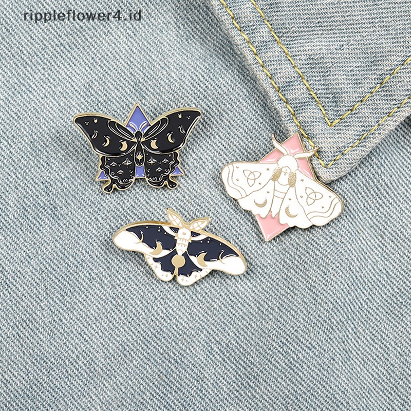 {rippleflower4.id} 3pcs Pin Enamel Kupu-Kupu Ngengat Fase Bros Tas Pakaian Lapel Pin Lencana Hadiah~