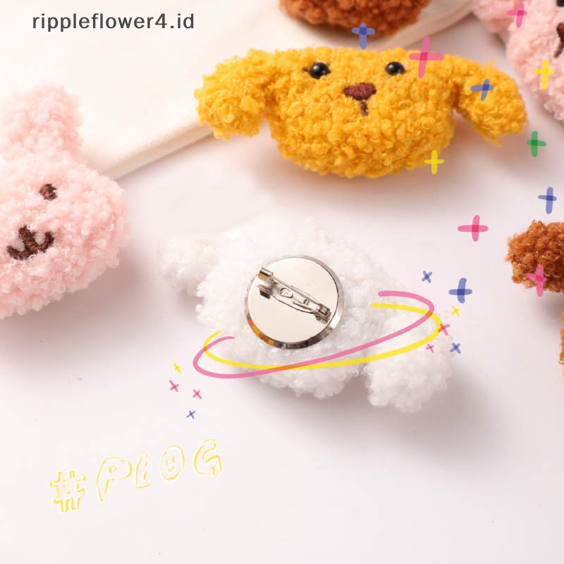 {rippleflower4.id} Bros Beruang Plush Kartun Manis Siswa Aksesoris Tas Sekolah Pin Lucu Korea Jepang~